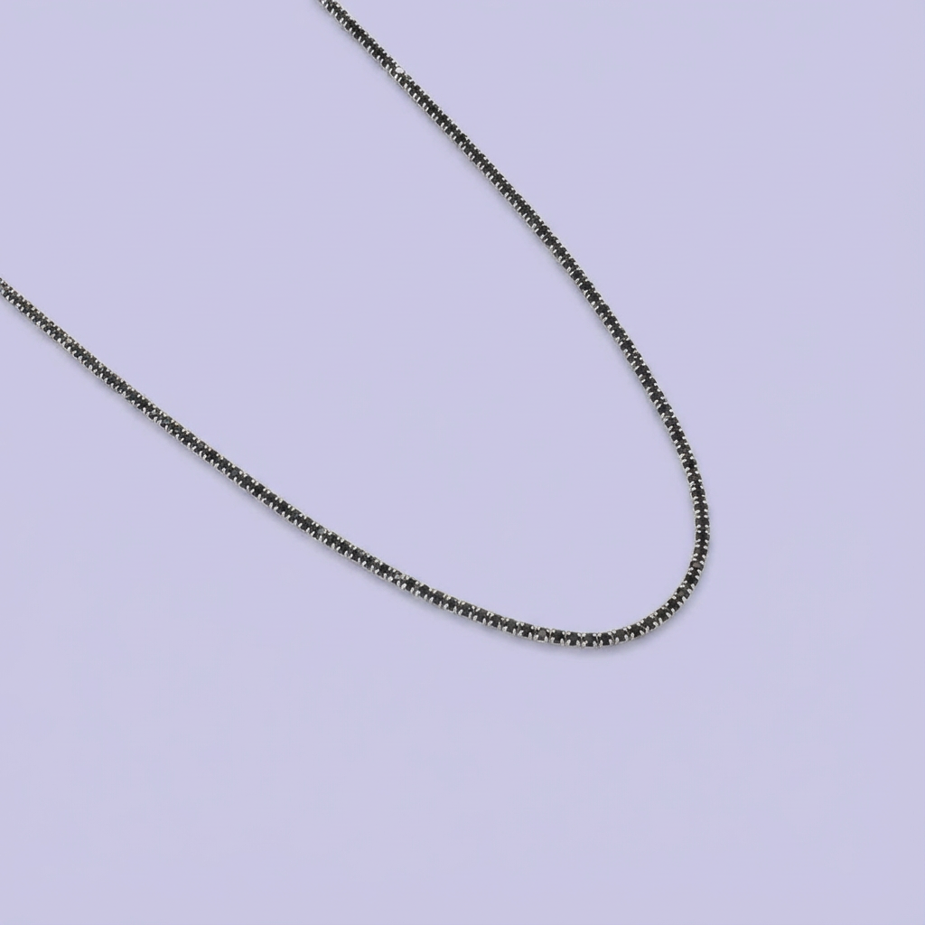 Gargantilla de Plata .925 Diseño de Tenis Incrustada de Zirconias Obscuras mod. 1690