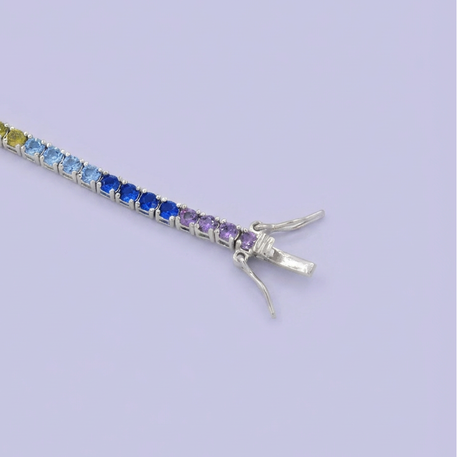 Pulsera de Plata .925 de Diseño de Tenis Incrustado con Zirconias de Colores mod. 1703