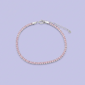 Pulsera de Plata .925 de Diseño de Tenis Incrustado con Zirconias en Color Rosa mod. 1701