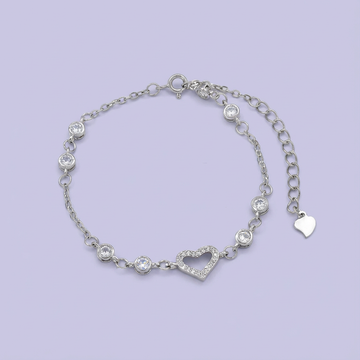 Pulsera de Plata .925 con Diseño de Corazón Incrustado de Zirconias Finas mod. 1645