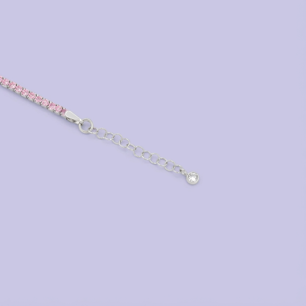 Pulsera de Plata .925 de Diseño de Tenis Incrustado con Zirconias en Color Rosa mod. 1701
