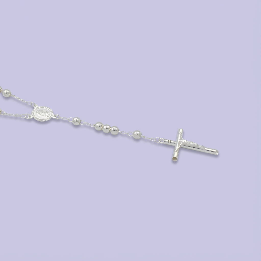 Rosario de Plata .925 de La Virgen de Guadalupe con Cristo en la Cruz mod. 1688