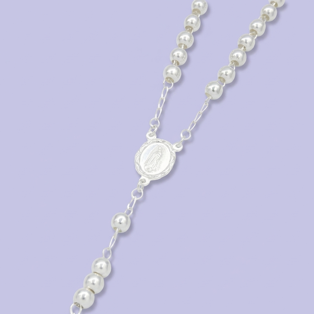 Rosario de Plata .925 de La Virgen de Guadalupe con Cristo en la Cruz mod. 1688