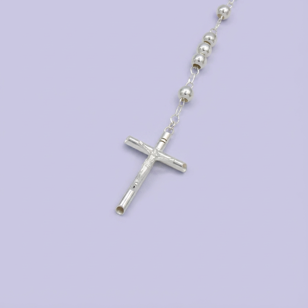 Rosario de Plata .925 de La Virgen de Guadalupe con Cristo en la Cruz mod. 1688