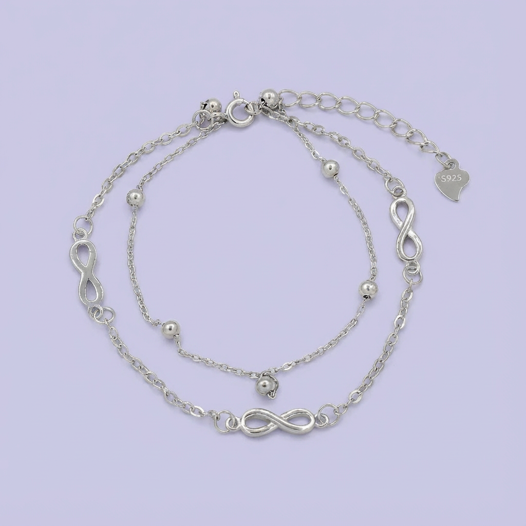 Pulsera de Plata .925 con Colgante de Infinito Lisos mod. 1648