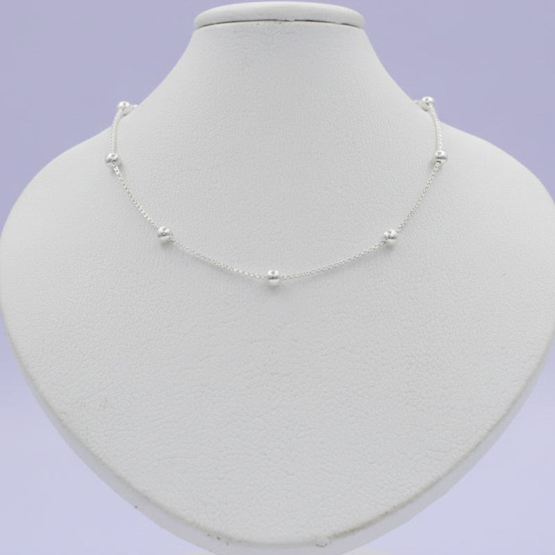 Cadena de Plata .925 de Tejido Caja con Esferas Lisas mod. 1519