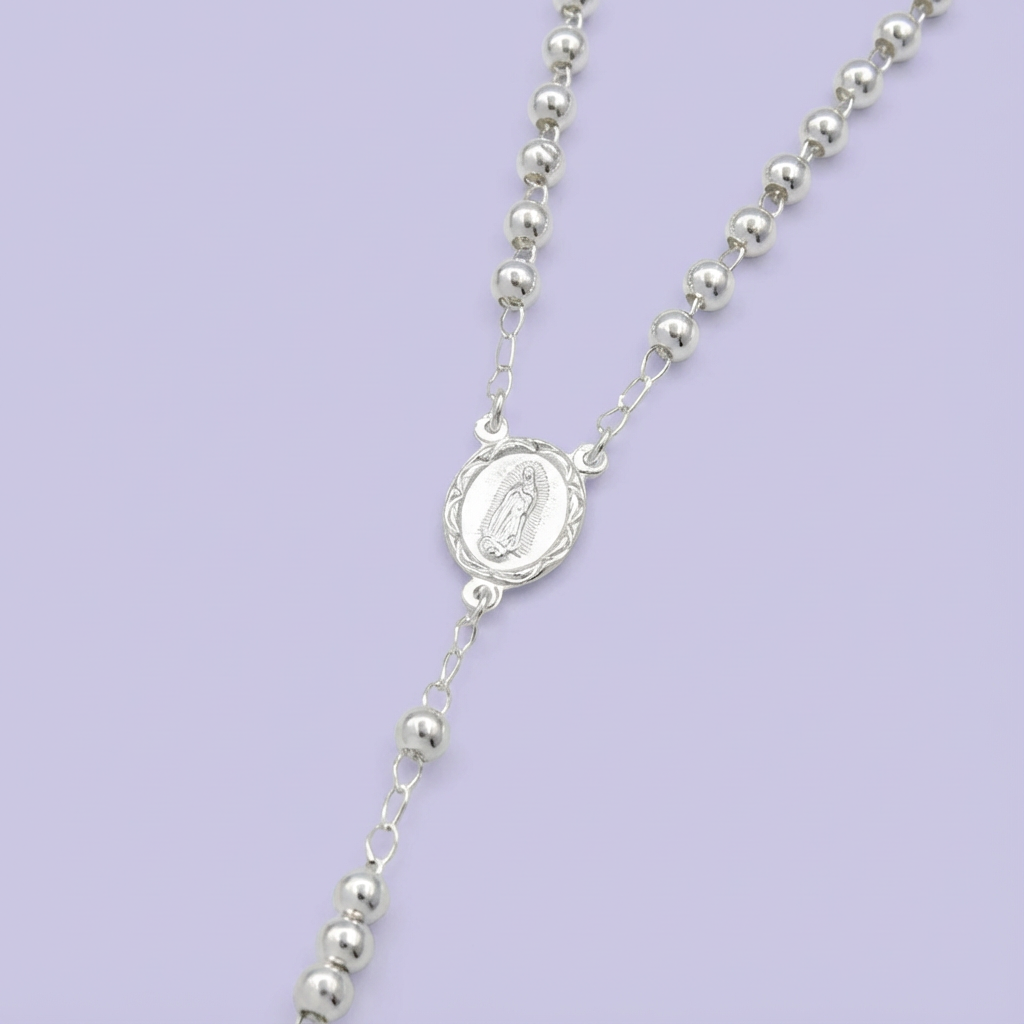 Rosario de Plata .925 de La Virgen de Guadalupe con Cruz de Nudos mod. 1687