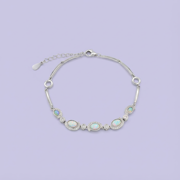 Pulsera de Plata .925 Diseño Oval con Incrustaciones de Ópalo Brillante mod. 1694