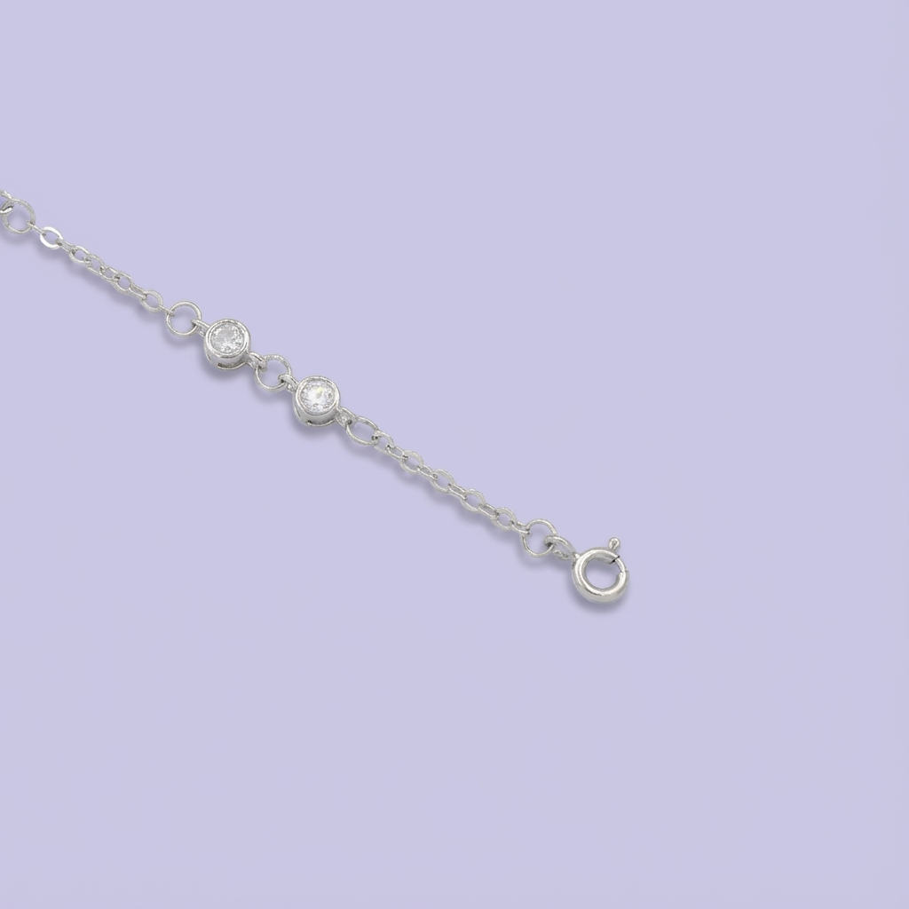 Pulsera de Plata .925 con Diseño de Corazón Incrustado de Zirconias Finas mod. 1645