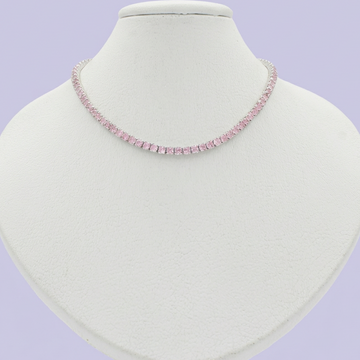 Gargantilla de Plata .925 Diseño de Tenis Incrustada de Zirconias en Color Rosa mod. 1691