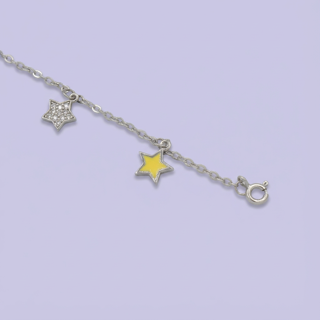 Pulsera de Plata .925 con Colgantes de Estrellas en Colores mod. 1638