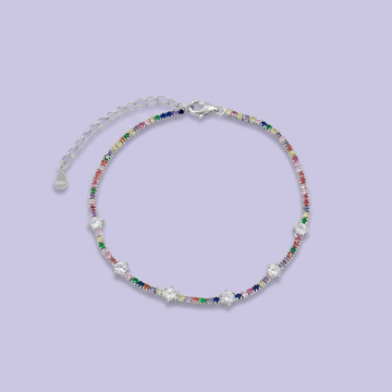 Pulsera de Plata .925 con Diseño de Tenis Incrustado de Zirconias de Colores mod. 1640