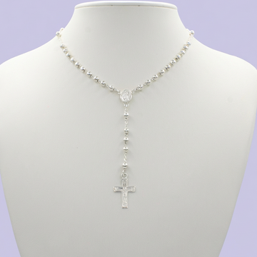 Rosario de Plata .925 de La Virgen de Guadalupe con Cruz Plana mod. 1686