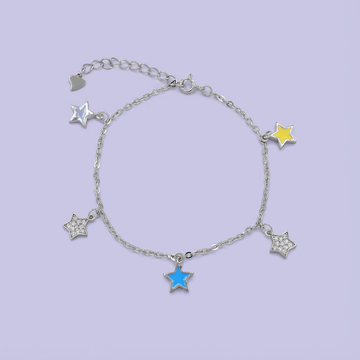 Pulsera de Plata .925 con Colgantes de Estrellas en Colores mod. 1638