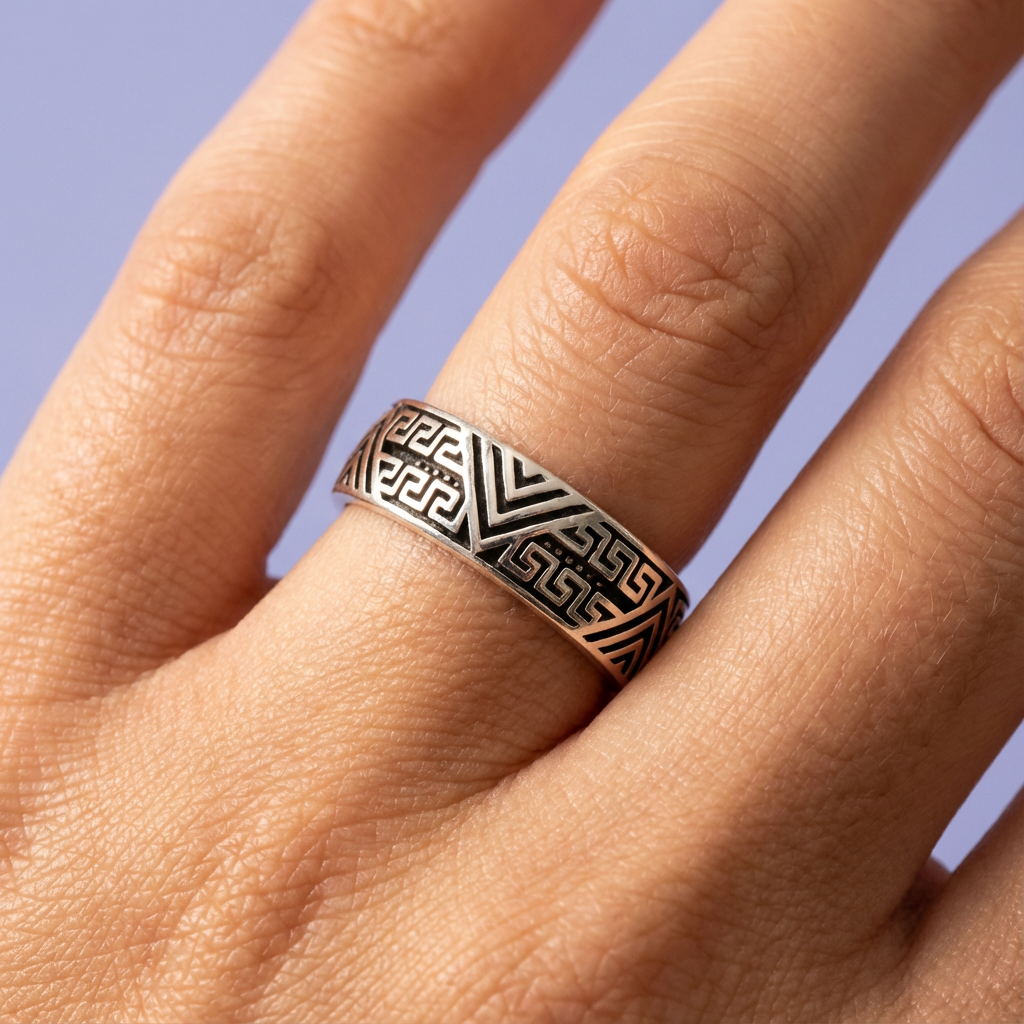 Anillo de Plata .925 para Caballero con Diseño de V Invertidas mod. 1661