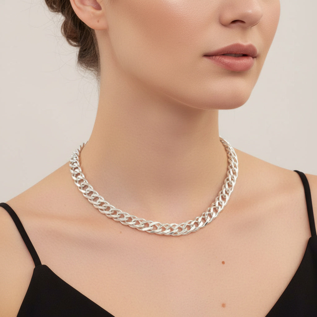 Cadena de Plata .925 de Tejido Cubano Estilo Oval mod. 1518