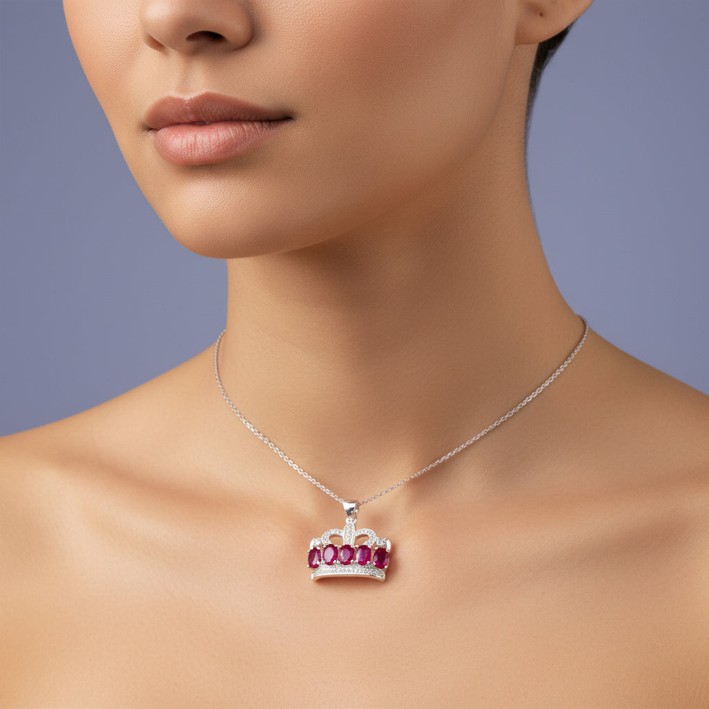 Dije de Plata .925 con Diseño de Corona con Zirconias mod. 1521