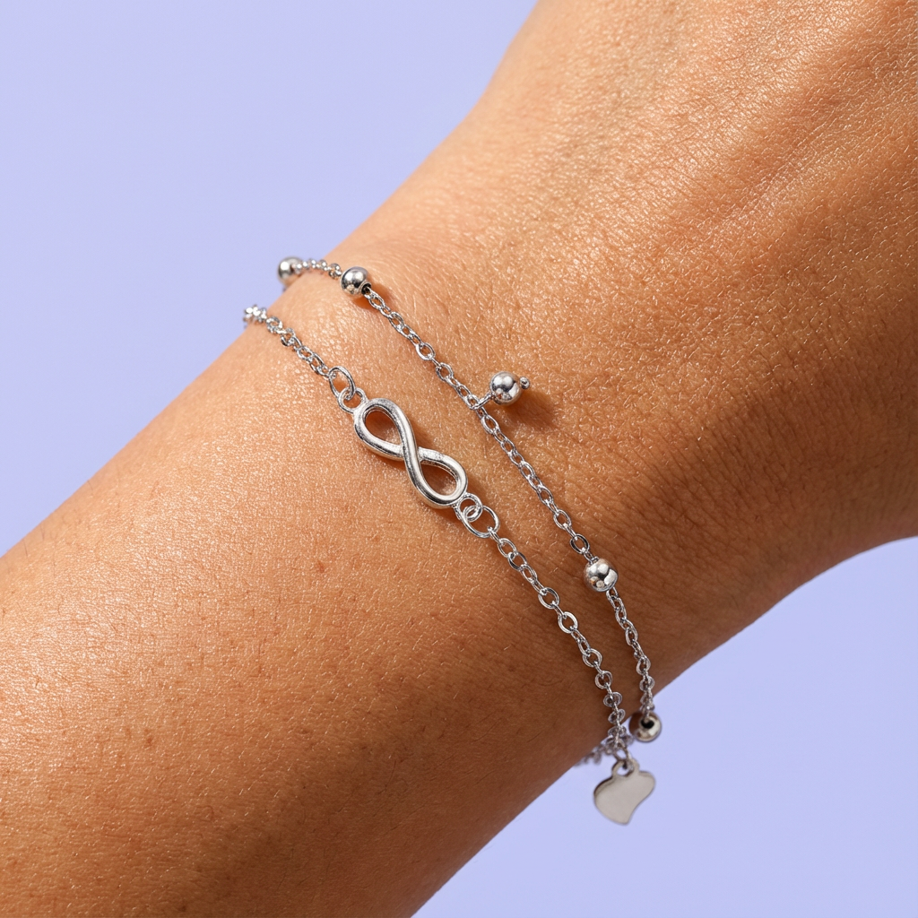 Pulsera de Plata .925 con Colgante de Infinito Lisos mod. 1648
