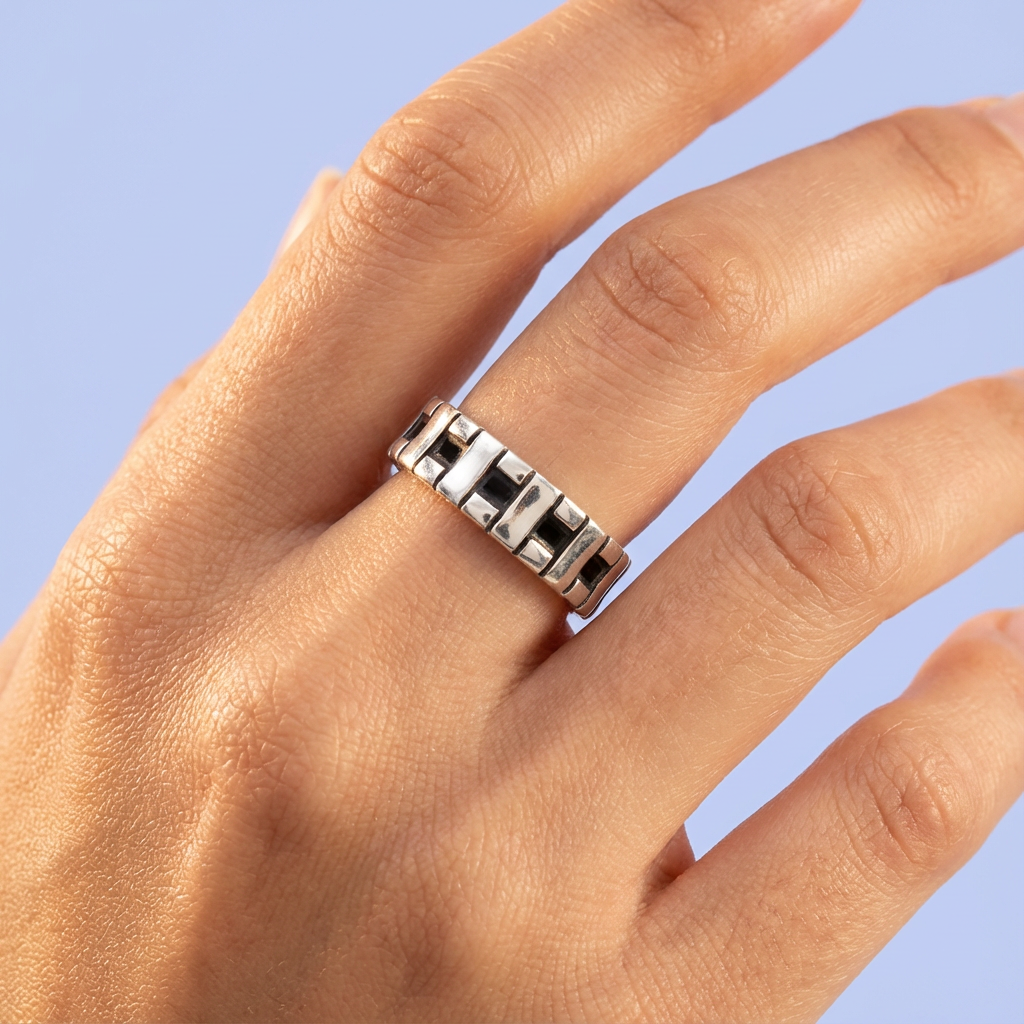 Anillo de Plata .925 para Caballero con Diseño C Modular mod. 1673