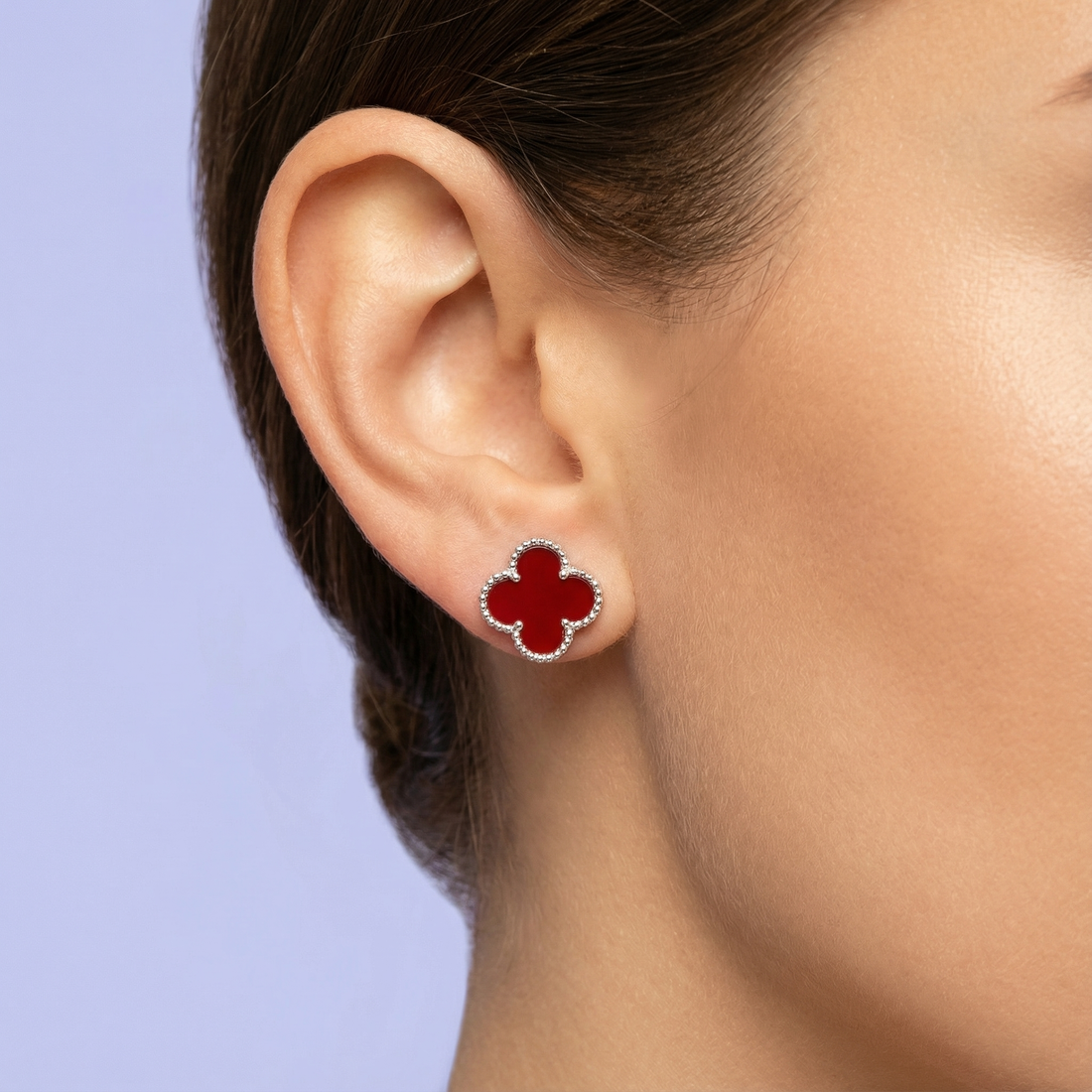 Arete de Plata .925 con Diseño de Trébol mod. 1443