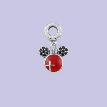 Dije de Plata .925 Estilo Charm Diseño de Orejas Incrustado de Zirconia mod. 1735