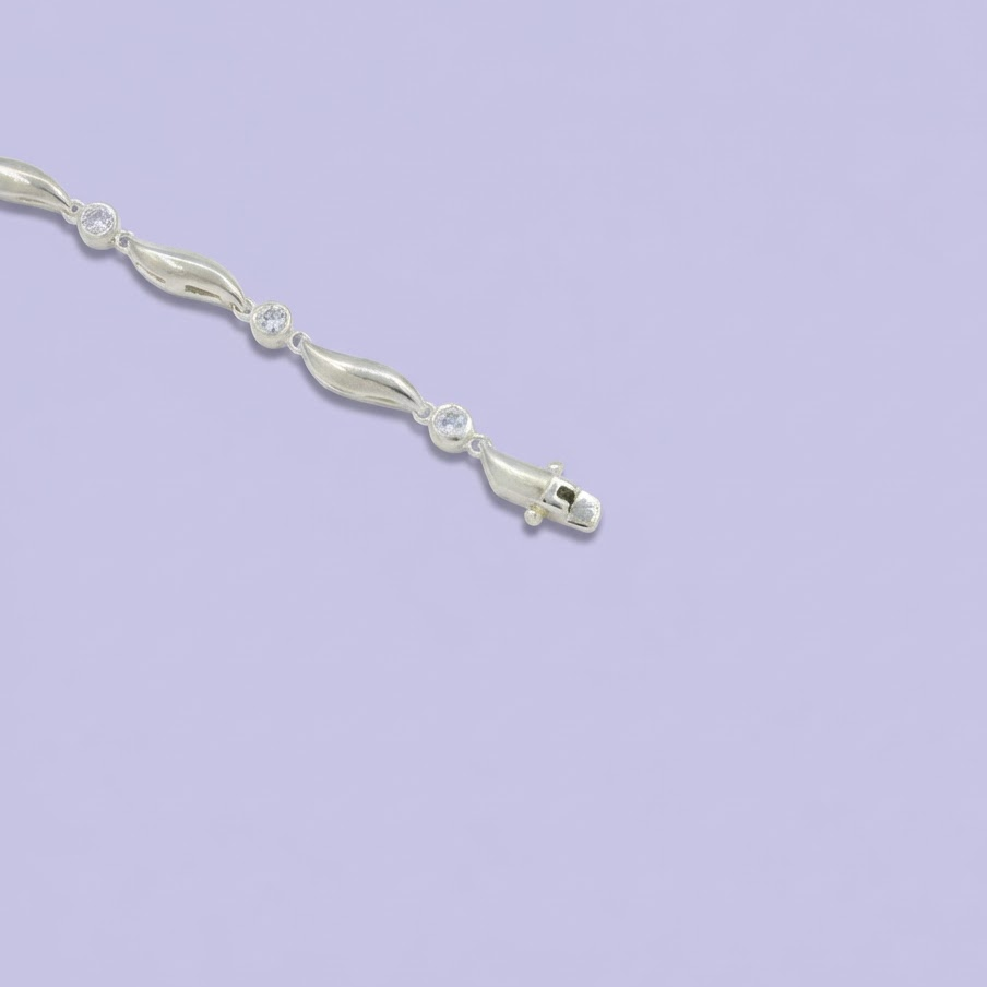 Pulsera de Plata .925 de Diseño Elegante con Zirconias Brillantes mod. 2045