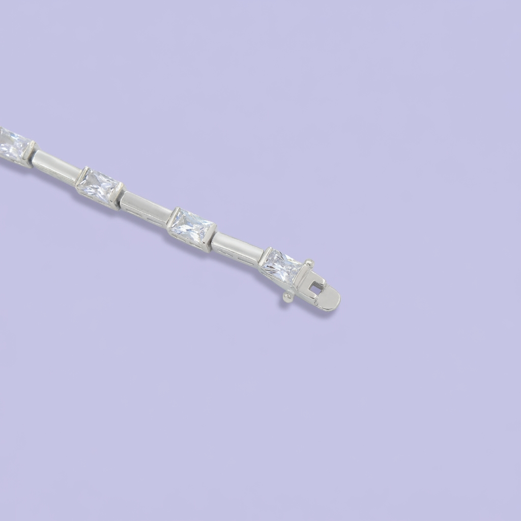 Pulsera de Plata .925 de Diseño Fino con Incrustaciónes de Zirconias mod. 2049