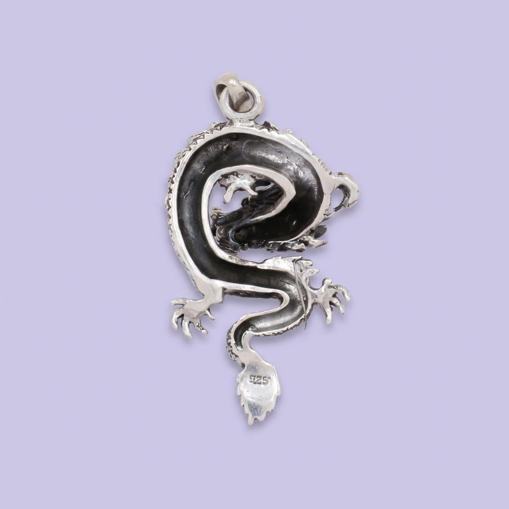 Dije de Caballero Plata .925 Dragon Oscuro Diseño Rodizado mod. 2075