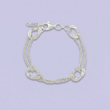 Pulsera de Plata .925 de Diseño Doble con Eslabones mod. 2047