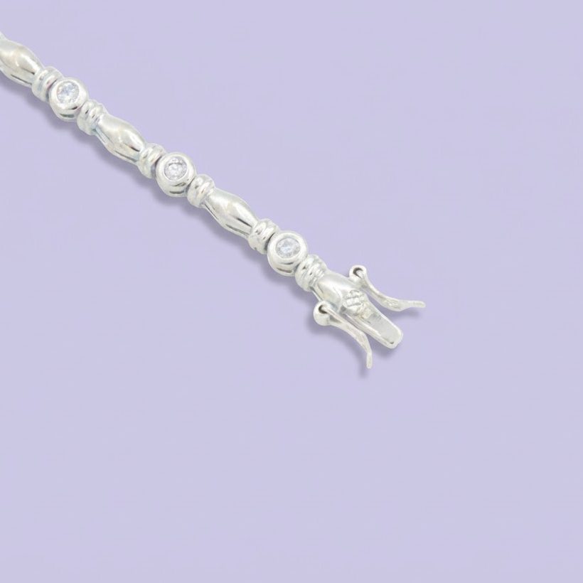 Pulsera de Plata .925 con Diseño Especial Incrustado de Zirconias Finas mod. 2035