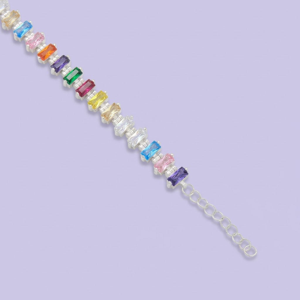 Pulsera de Plata .925 de Diseño Especial con Zirconias de Colores mod. 2048