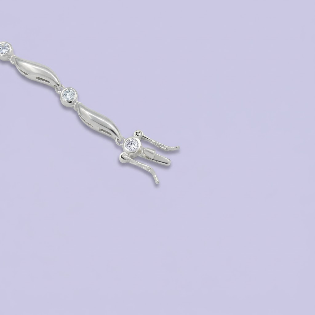 Pulsera de Plata .925 de Diseño Elegante con Zirconias Brillantes mod. 2045