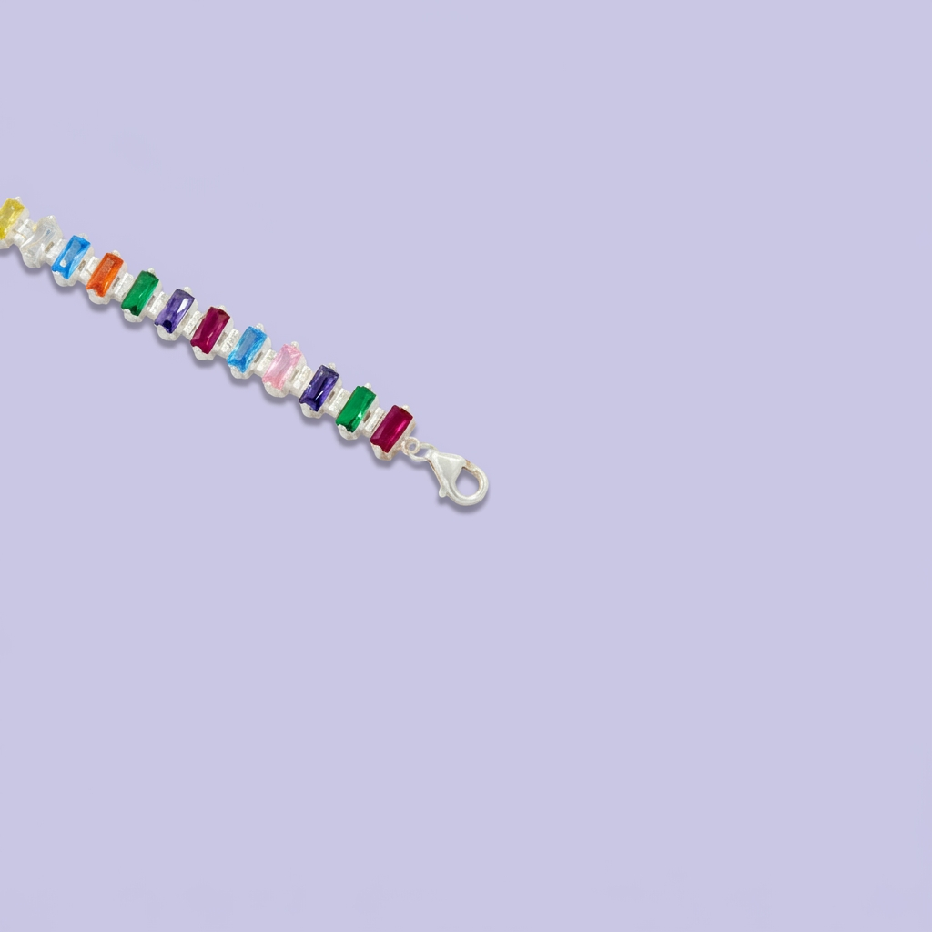 Pulsera de Plata .925 de Diseño Especial con Zirconias de Colores mod. 2048