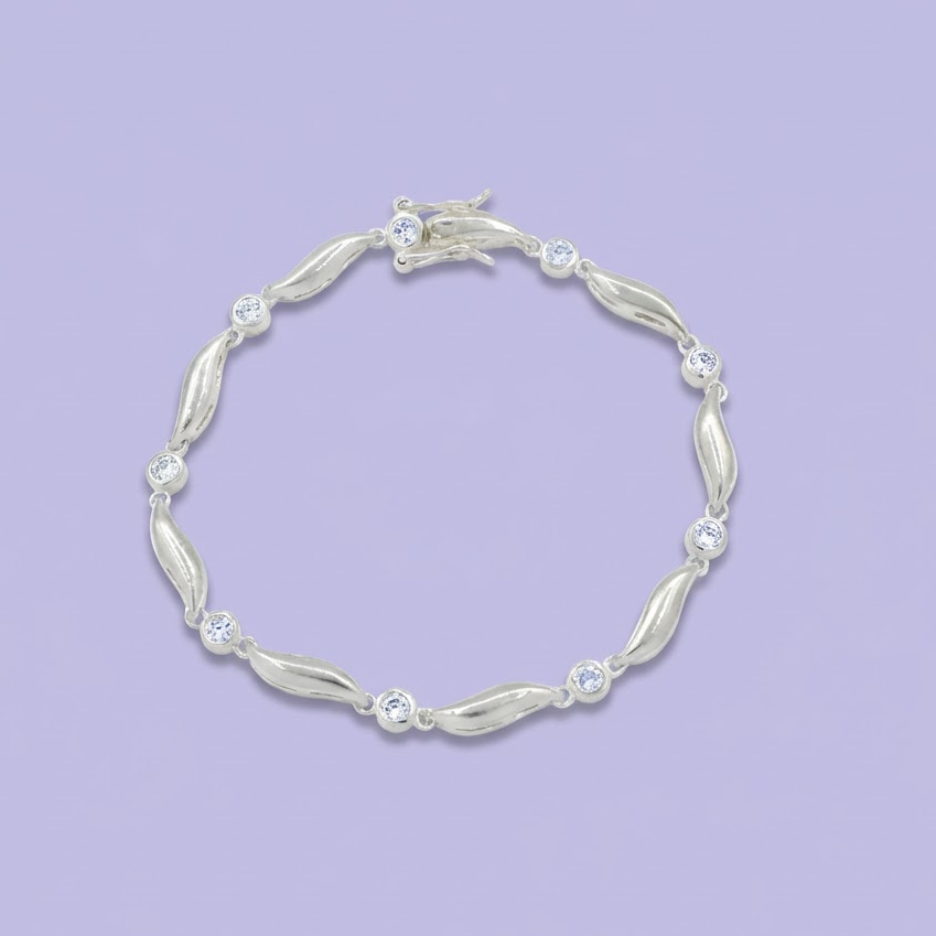 Pulsera de Plata .925 de Diseño Elegante con Zirconias Brillantes mod. 2045