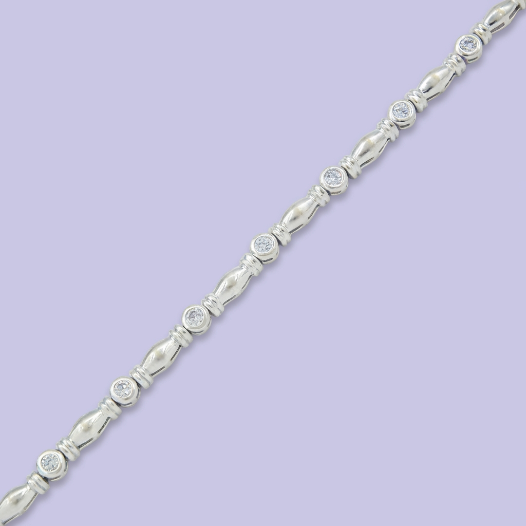 Pulsera de Plata .925 con Diseño Especial Incrustado de Zirconias Finas mod. 2035