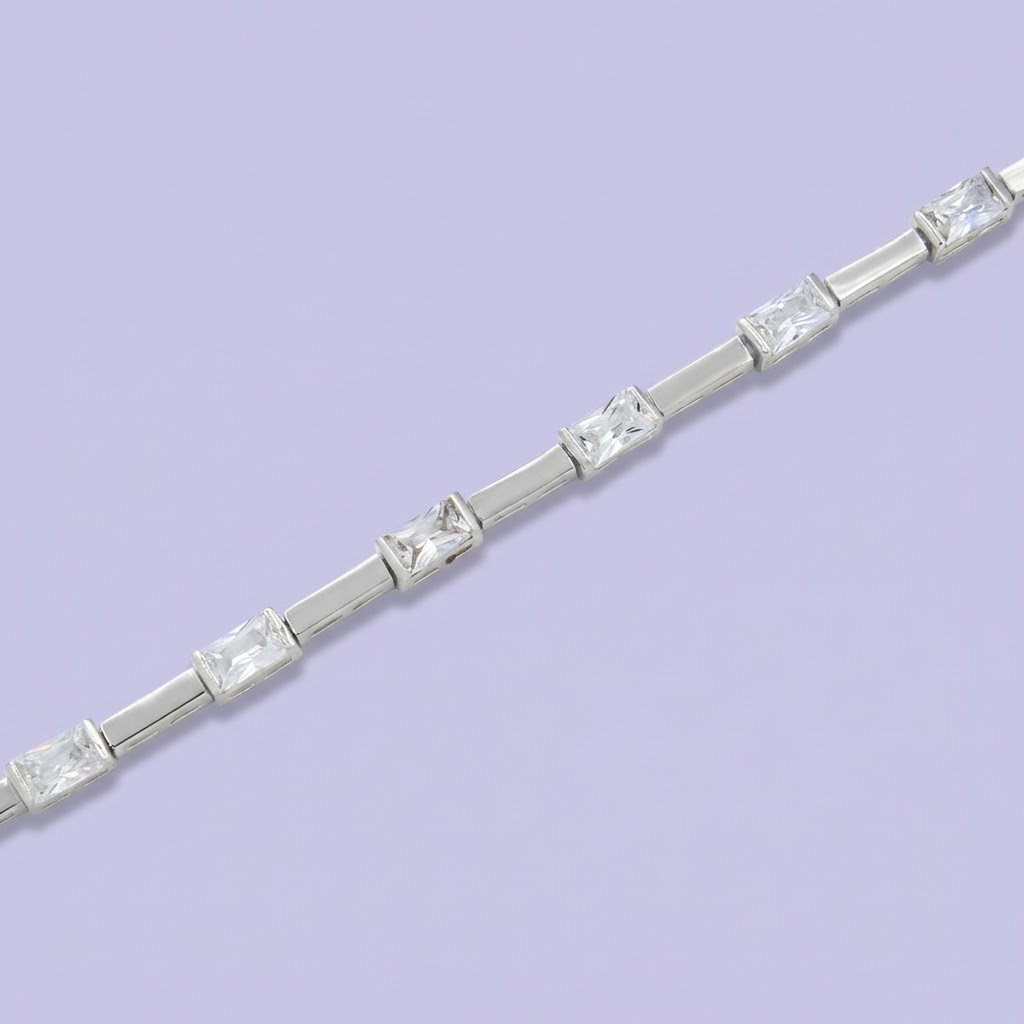 Pulsera de Plata .925 de Diseño Fino con Incrustaciónes de Zirconias mod. 2049