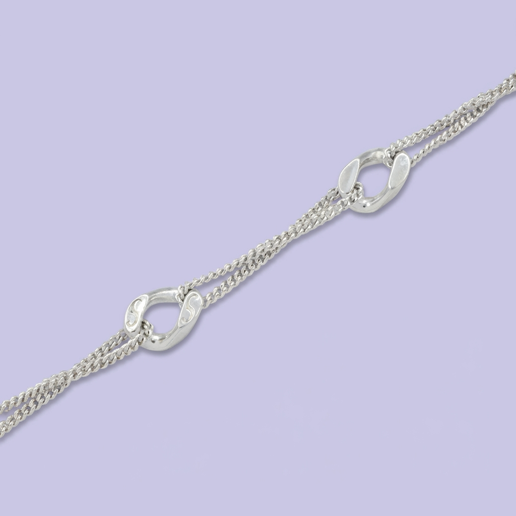 Pulsera de Plata .925 de Diseño Doble con Eslabones mod. 2047