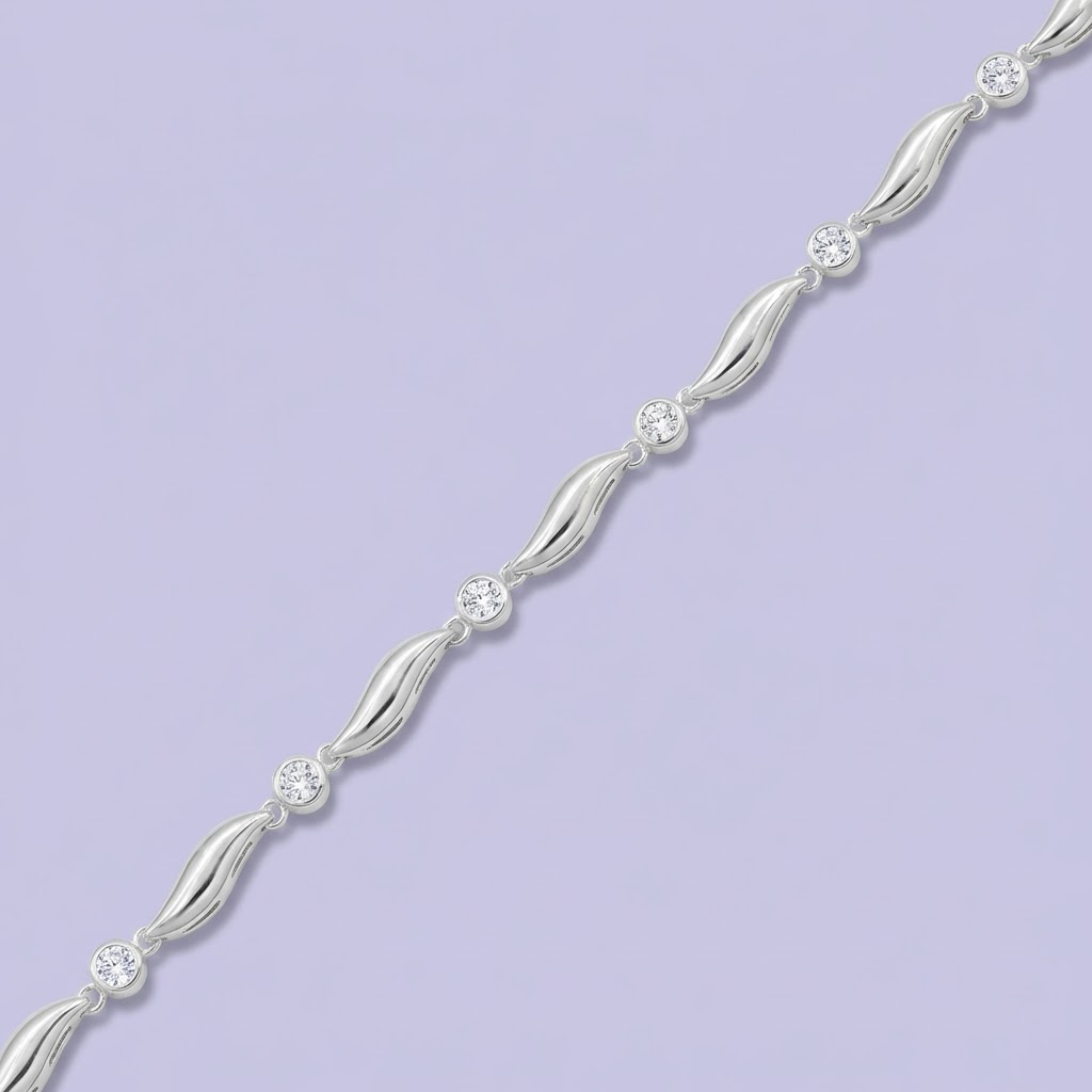Pulsera de Plata .925 de Diseño Elegante con Zirconias Brillantes mod. 2045