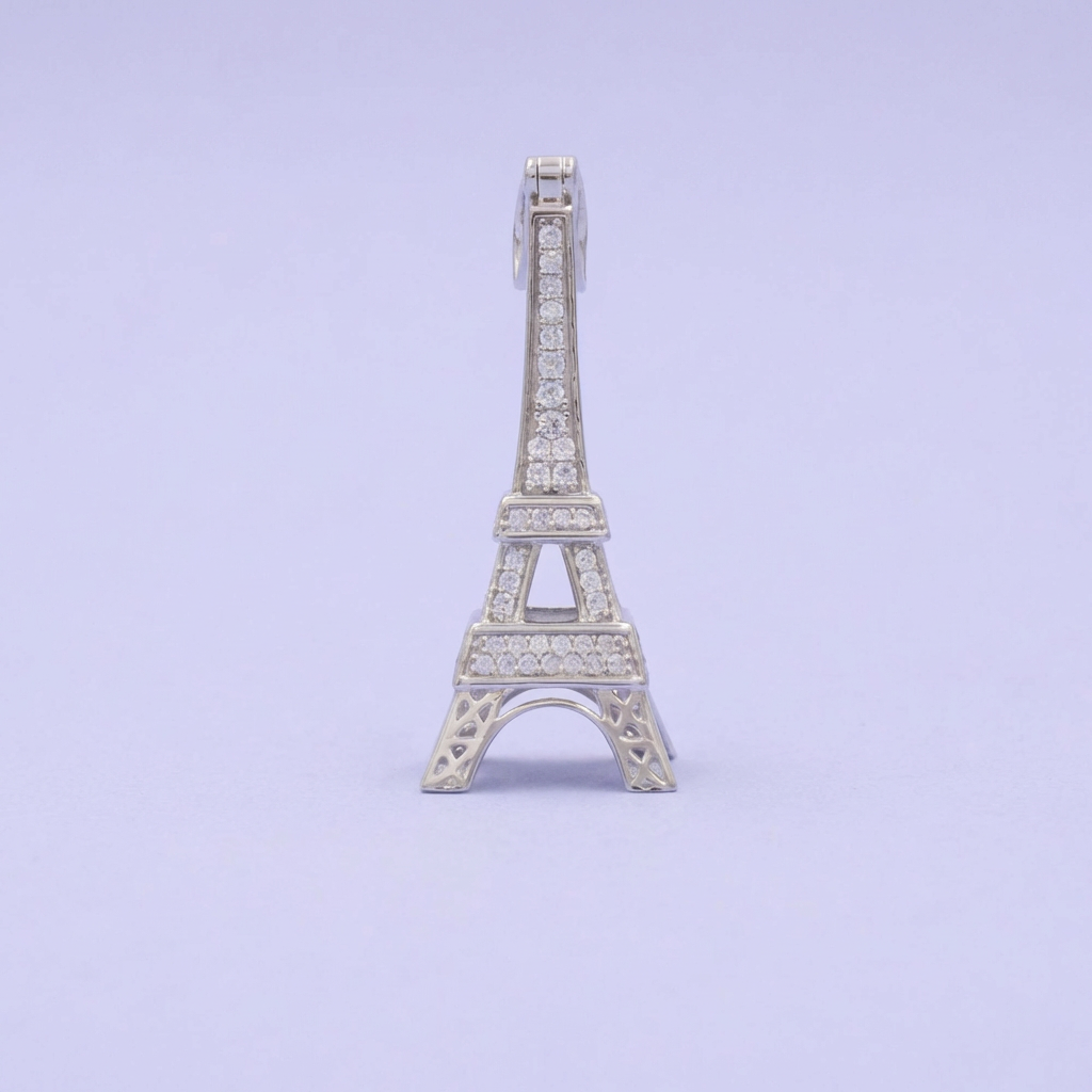 Dije de Plata .925 con Diseño de la Torre Eiffel con Zirconias mod. 2063