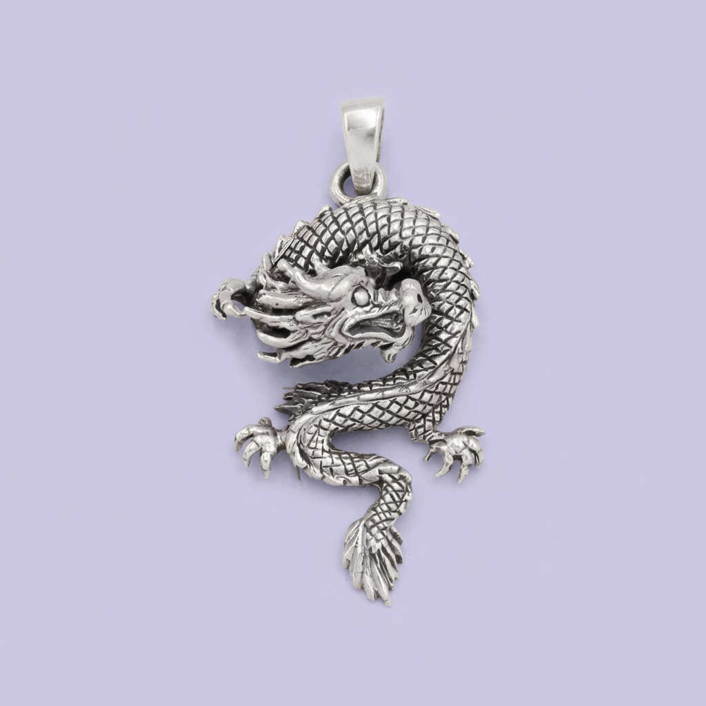 Dije de Caballero Plata .925 Dragon Oscuro Diseño Rodizado mod. 2075
