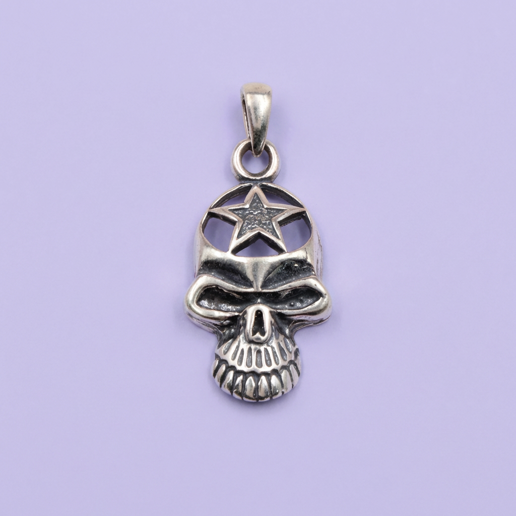 Dije de Caballero Plata .925 Calavera con Estrella en la Frente mod. 2064