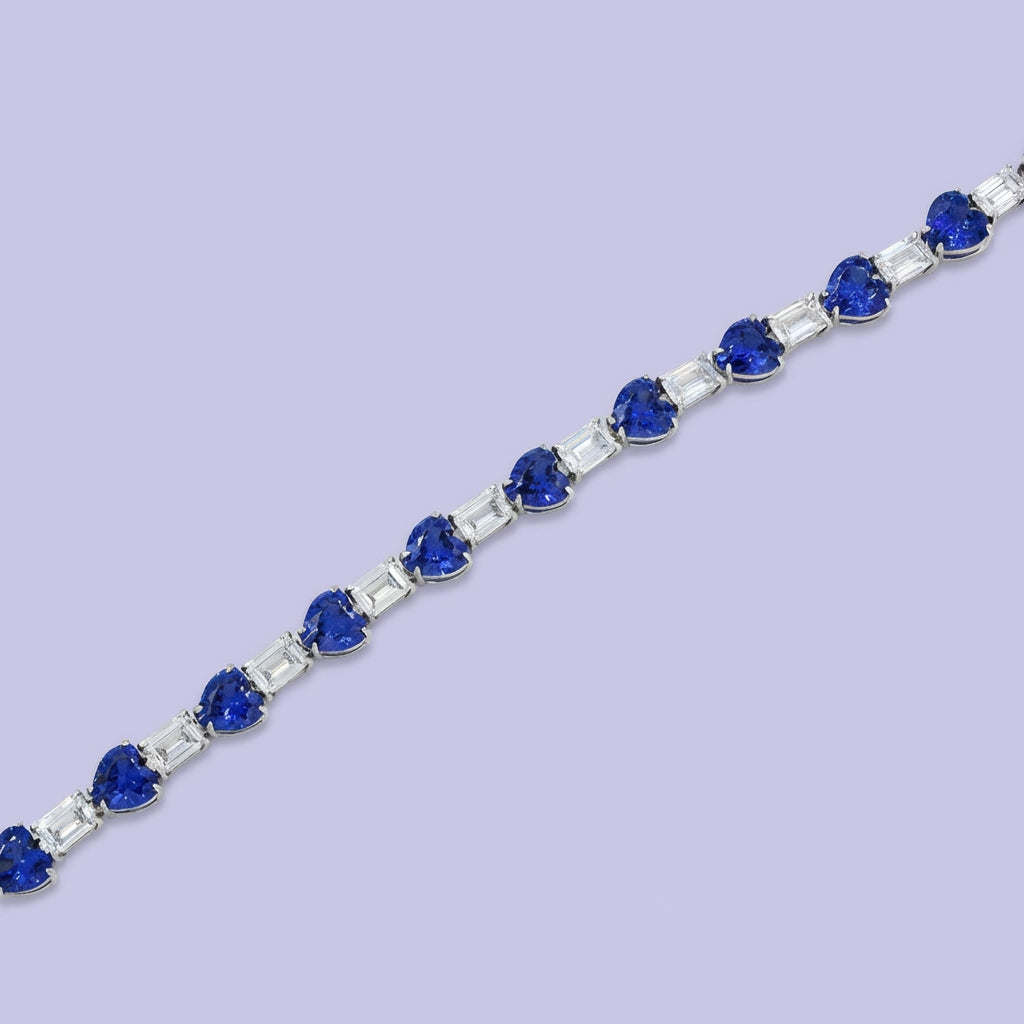Pulsera de Plata .925 con Diseño de Corazón con Zirconias  mod. 2043