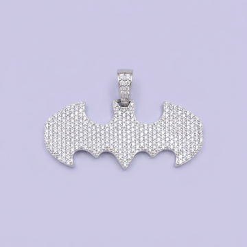 Dije de Plata .925 con Diseño de Batarang Hueco con Zirconias Finas mod. 2061