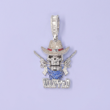 Dije de Plata .925 Diseño de Calavera con Pistolas mod. 2077