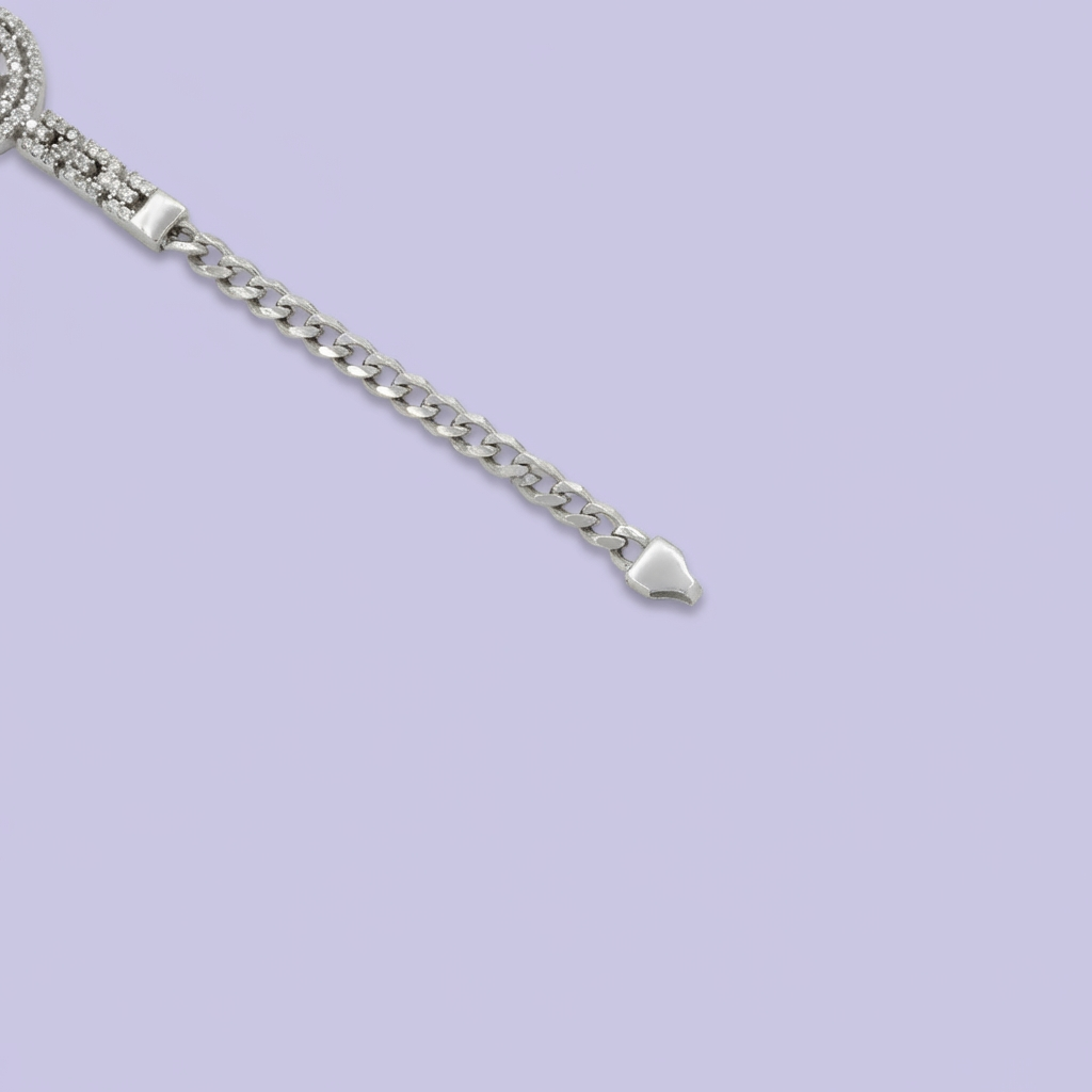 Pulsera de Plata .925 de Tejido Barbado Hueco con Diseño Especial con Zirconias mod. 2053