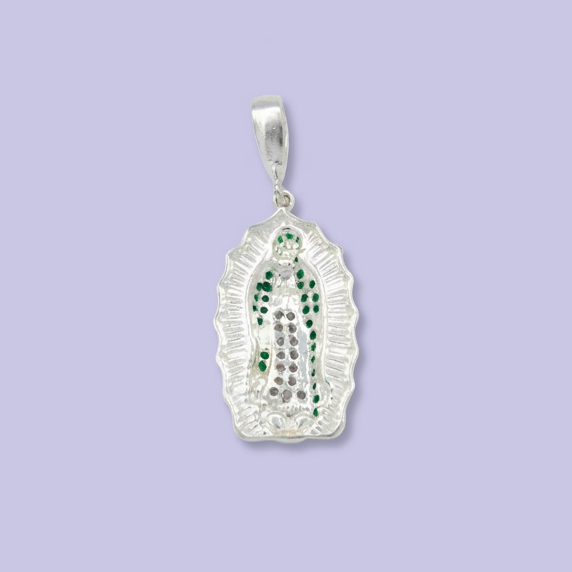 Dije de Plata .925 de la Virgen de Guadalupe con Incrustación de Zirconias mod. 2010