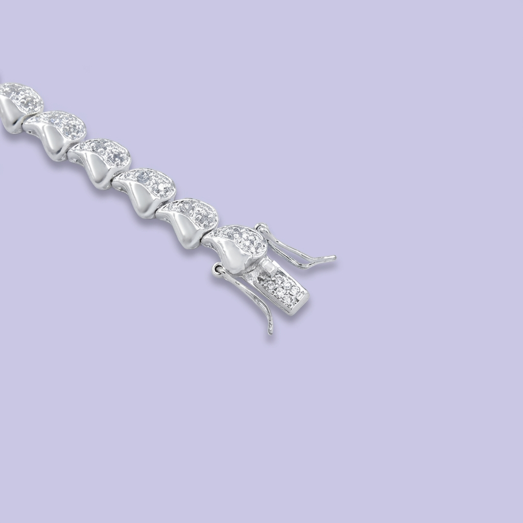 Pulsera de Plata .925 de Diseño de Corazón con Zirconias Brillantes mod. 2050