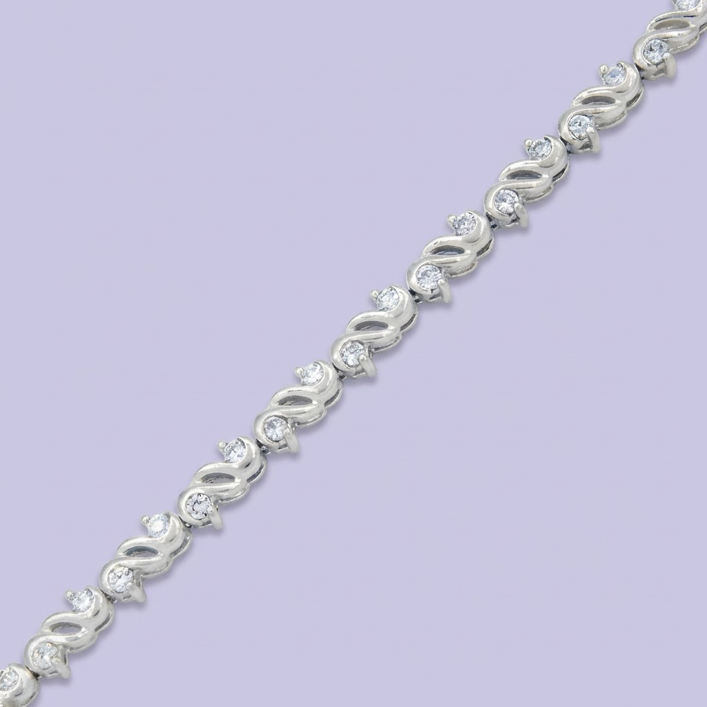 Pulsera de Plata .925 de Diseño Fino Incrustado de Zirconias mod. 2046