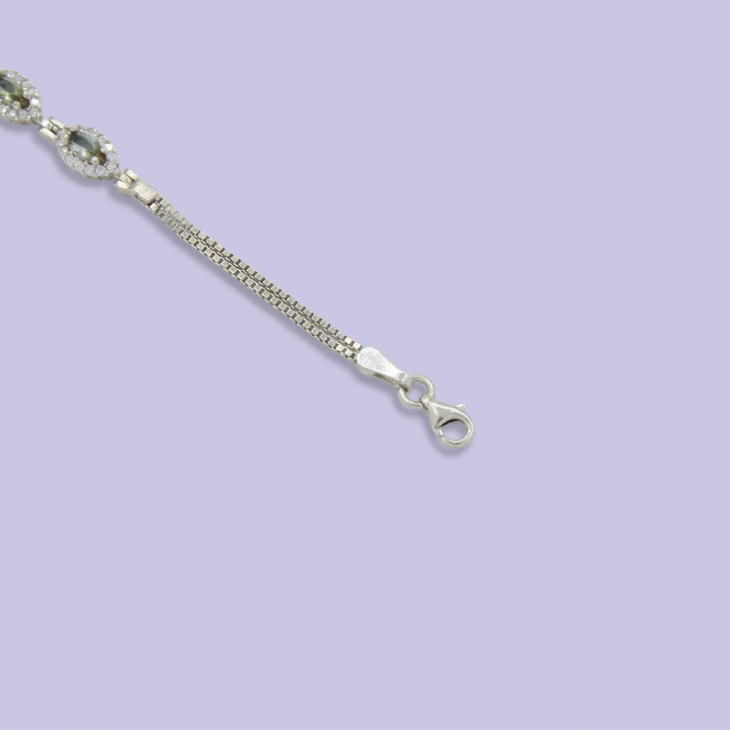 Pulsera de Plata .925 Diseño Oval con Incrustaciones de Sultanita mod. 2036