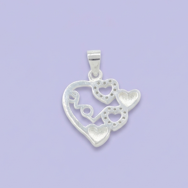 Dije de Plata .925 con Diseño de Corazón de Amor Incrustado de Zirconia Finas mod. 1811